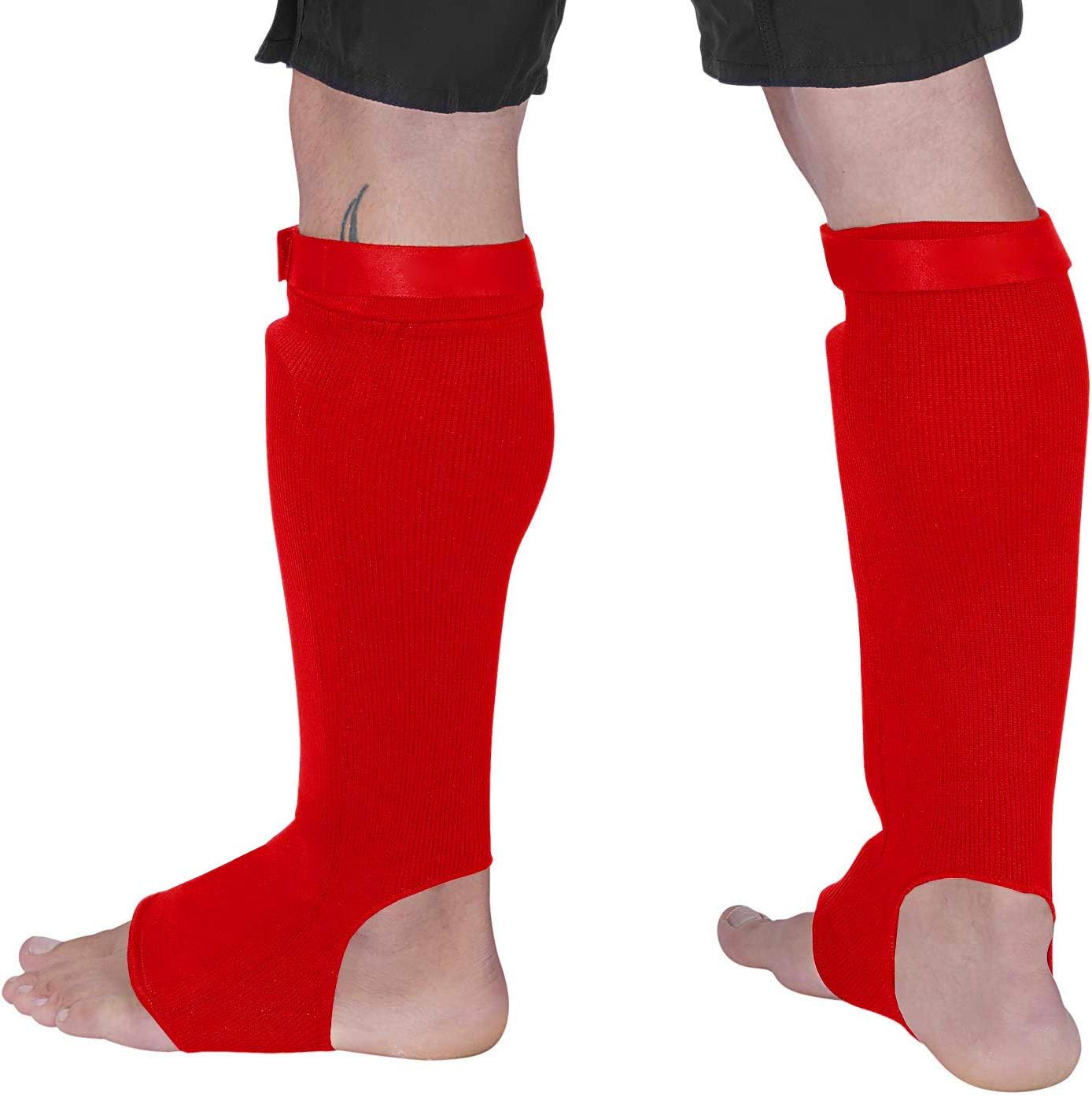 Elite Sports Muay Thai MMA Kickboxing shin Guards, Instep Guard Sparring Protective Leg shin Kick Pads for Kids and Adults : Sports & Outdoors