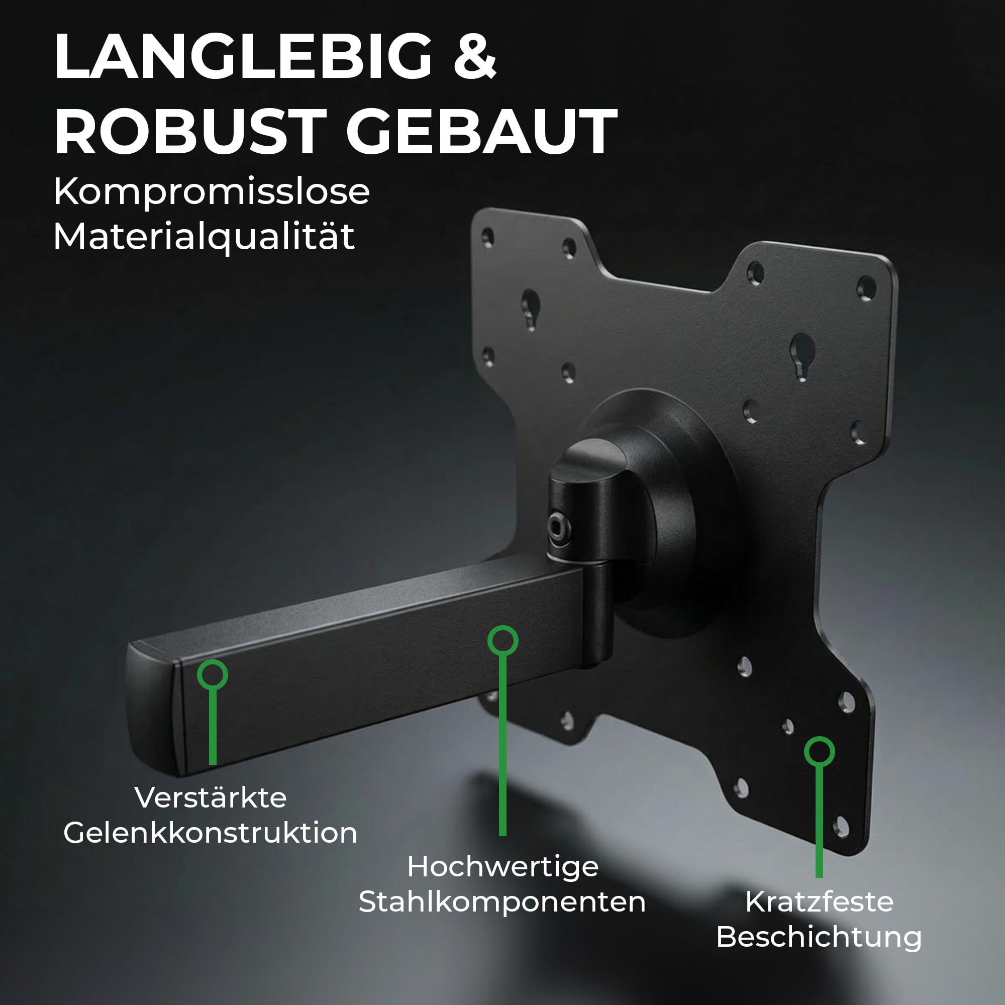 Axis XL 108,5 cm TV Wandhalterung mit extra langem Gelenkarm 50 Zoll Biz 75 Zoll – dreh-, Schwenk-, neig- & rotierbar bis 108,5 cm Auszug, 25 kg Traglast, VESA 200x200 mm, Wandhalterung TV