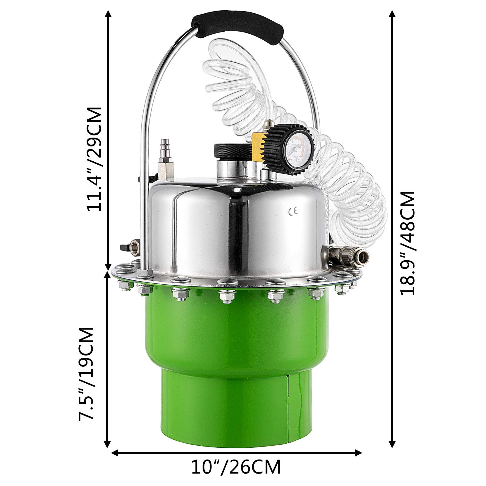 Mophorn Purgeur Liquide de Frein Automatique!!! 5L, Purgeur de Frein Pneumatique en Acier, Purgeur de Frein et d’Embrayage Pression 0-10 Bar, avec Manomètre Précis