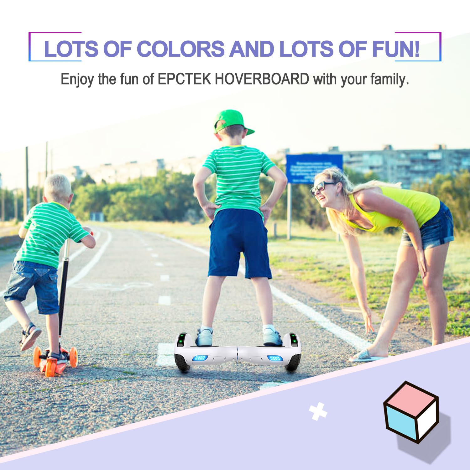 Hoverboard, 6,5“ Zwei-Rad-Selbst-Balancing Hover Board mit Bluetooth-Lautsprecher und Mode LED-Leuchten für Kinder（weiß）