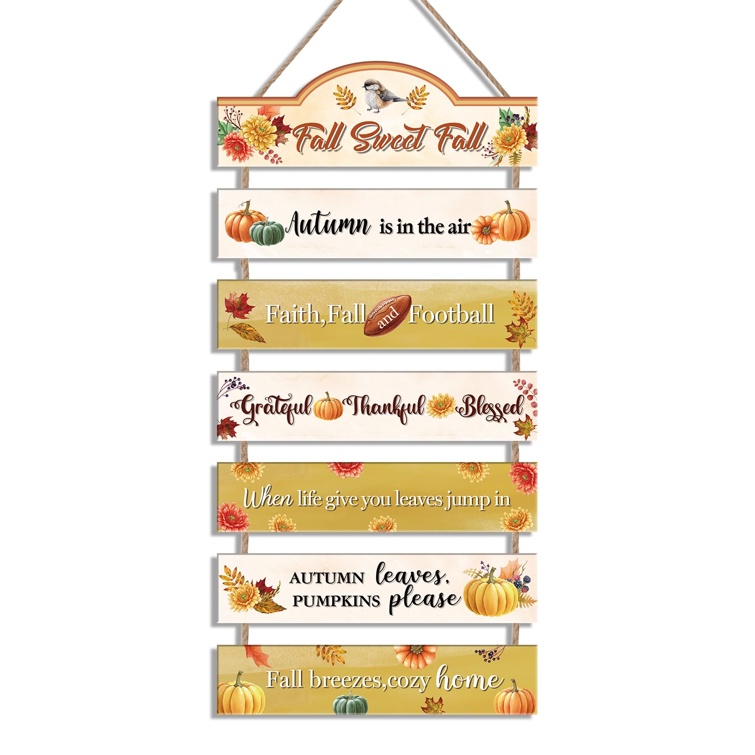 HLNIUC Fall Wall Decor, Fall Porch Decor, Thanksgiving Decorations, Autumn Decor, Fall Door Sign, Fall Football Decor, Fall Decorations Indoor, Fall Decorations For Home, 7 Pcs Wooden, Neutral, Cute
