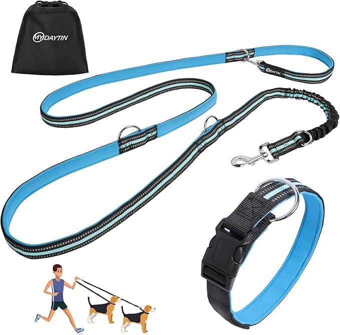Doppelte Hundeleine 3m - Reflektierend Mit Taschenlampe & Kotbeutelhalter