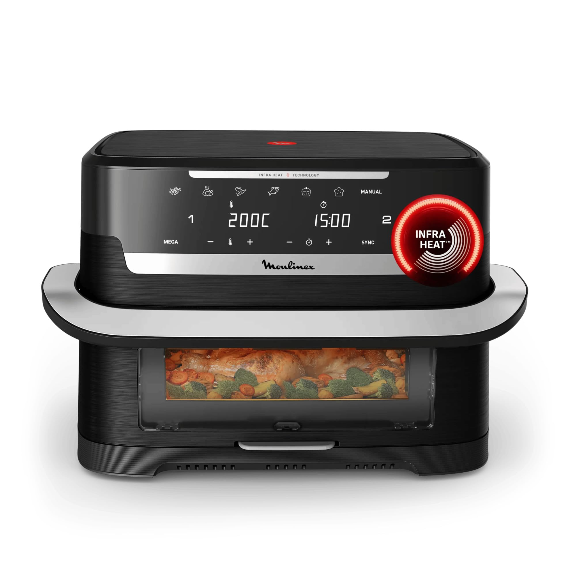 Moulinex Ever Fry Dual Flex, Friggitrice ad Aria 9L, doppio cestello flessibile, Doppia resistenza, Tecnologia Infra Heat, EZ9288F0