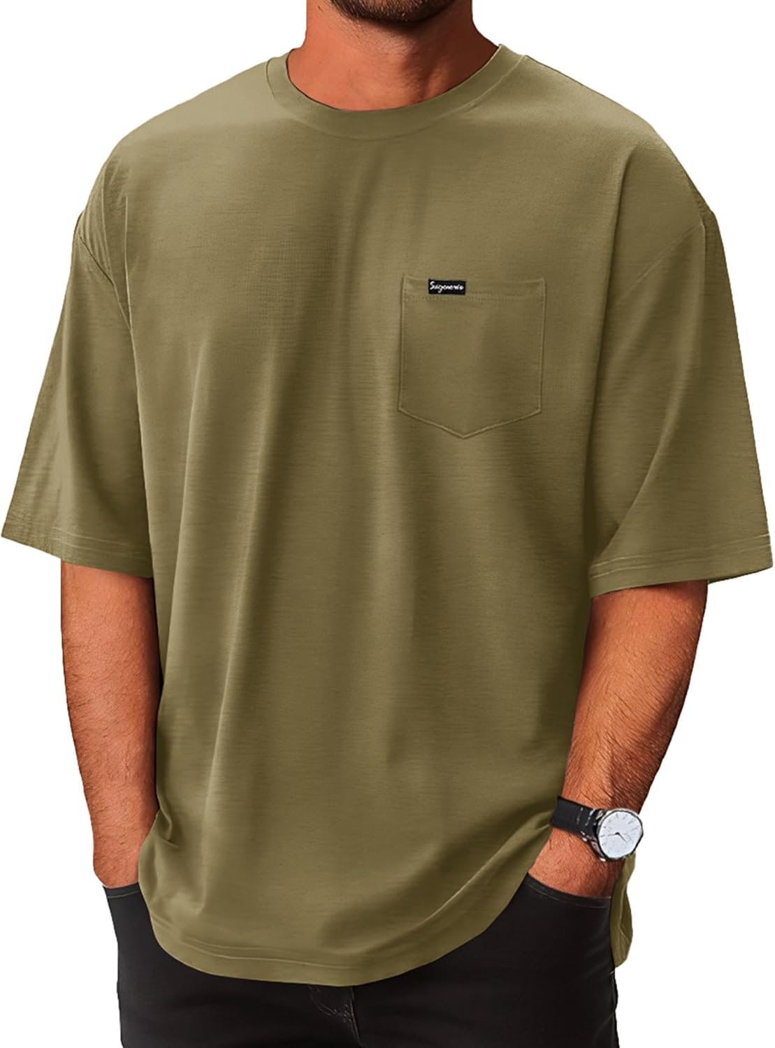 YawYews Mens Athletic Oversized Tshirts Lightweight Moisture Wicking Quick Dry Workout Tee with Pocket