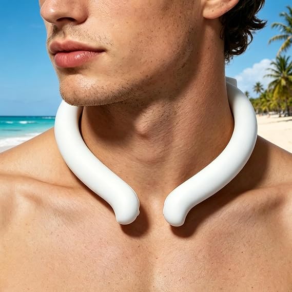 Neck Cooling Ring – Blue/White, Chilly Insulated Reusable Wearable Cooler, Leakproof Tube Wrap For Hot Weather, 12 Inch Length, POM Material, Gel Core | Outdoor, Indoor, Sports, Exercise, Home, House,