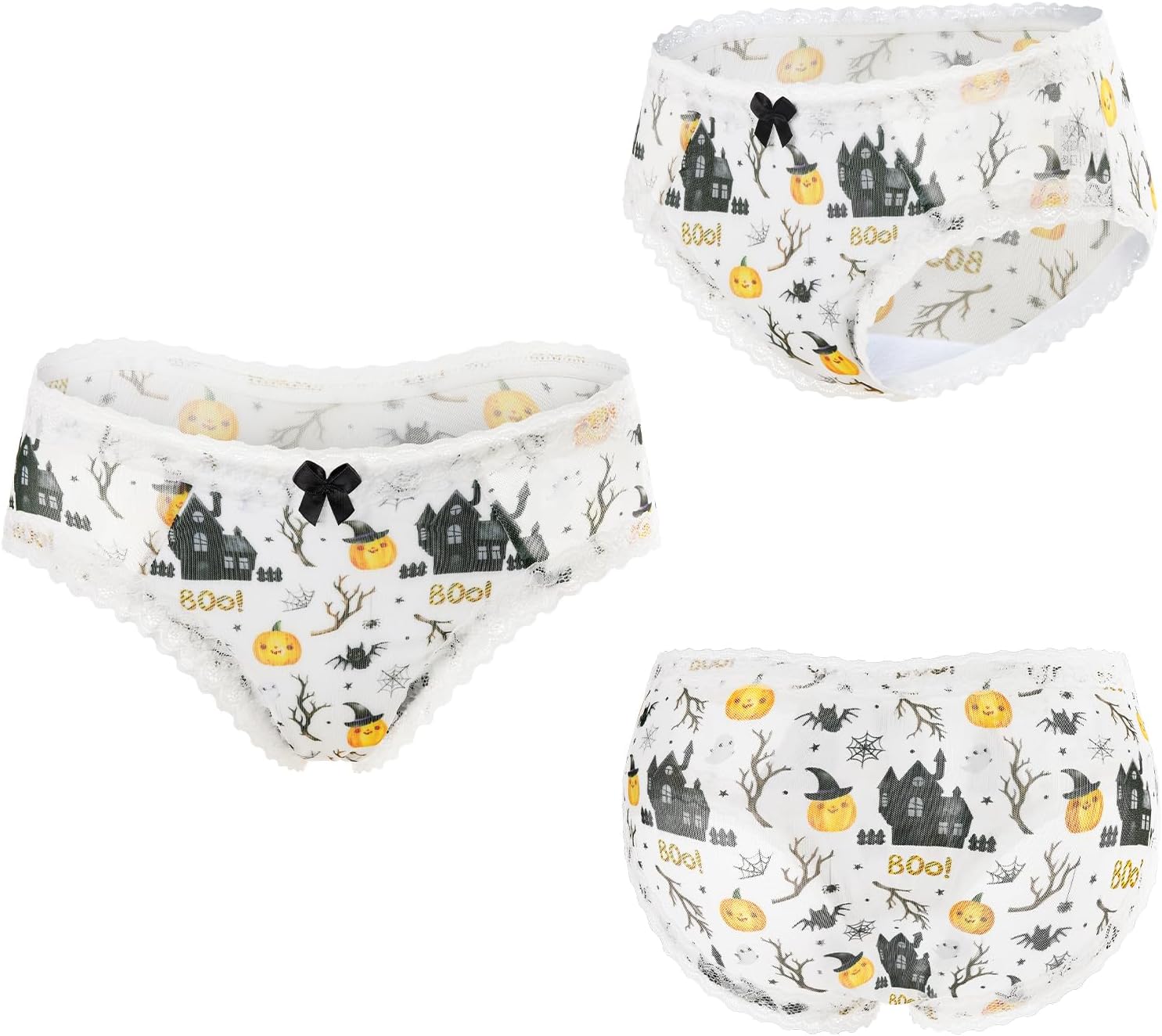 Littleforbig Unisex Hipster Briefs Pumpkin Halloween Pattern Mesh Shaping Tucking Gaff Briefs for Sissies Transgender - Image 6