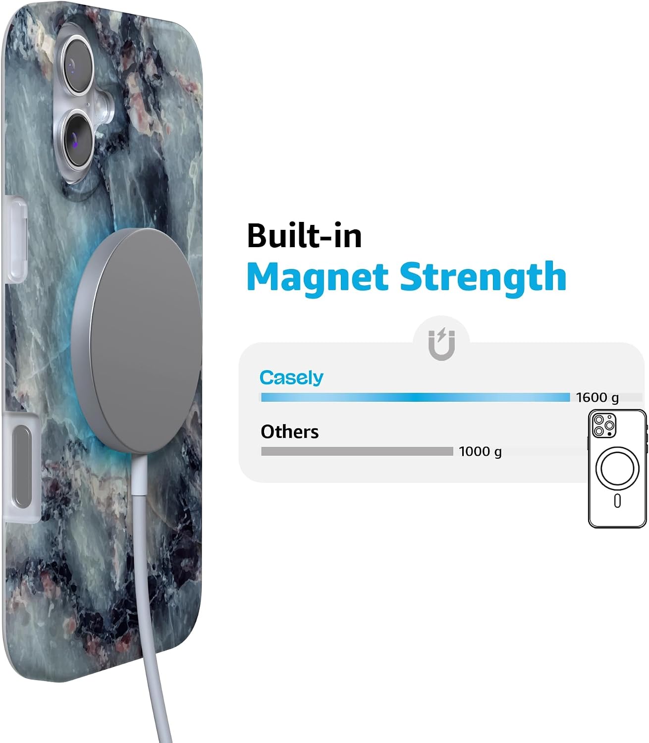 Casely iPhone 16 Case | Deep Sea | Blue Marble | Compatible with MagSafe | Classic Ultra Slim Design