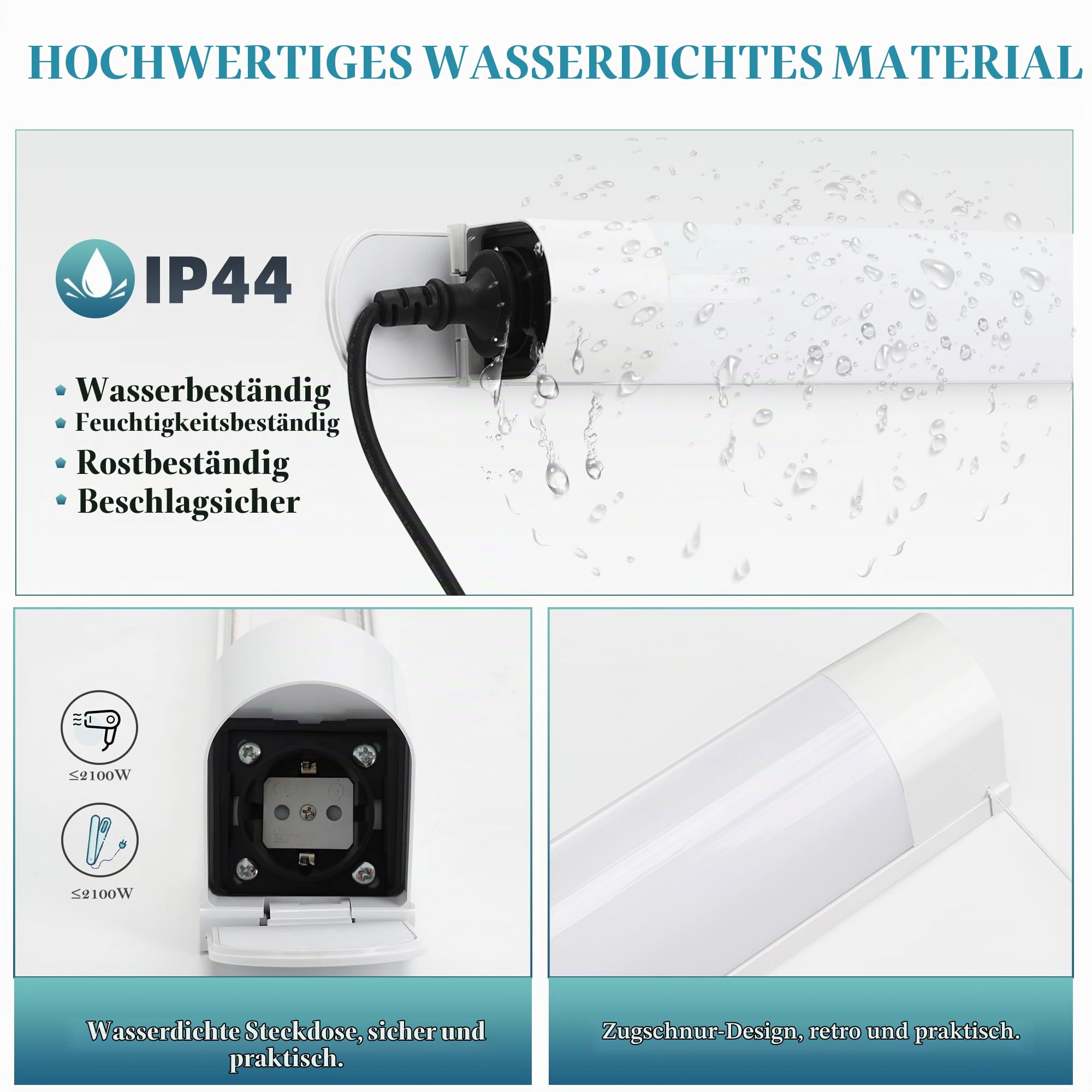 IMVSINCERE LED Spiegelleuchte Bad 6W, 43CM badezimmer lampemit Schalter & Rasiersteckdose,Schutzart IP44 wandlampe badezimmer, 4000K, wandlampe badezimmer,500LM