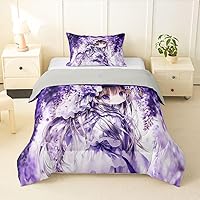 Vista 24 de Erosebridal Juego de edredón de sirena azul para niñas, juegos de ropa de cama de unicornio lindo individual de 2 piezas para niños, diseño