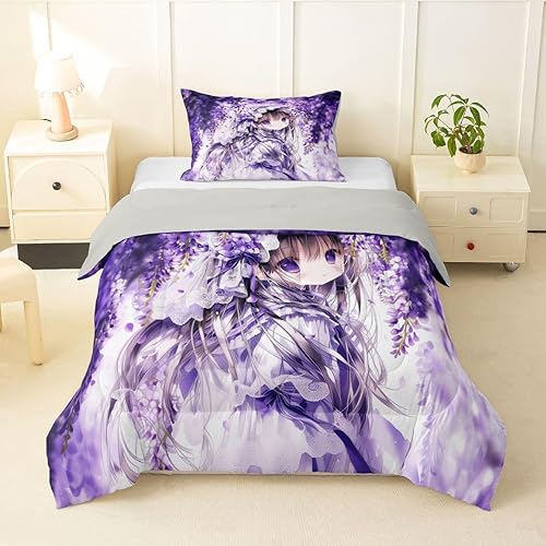 Miniatura 24 de Erosebridal Juego de edredón de sirena azul para niñas, juegos de ropa de cama de unicornio lindo individual de 2 piezas para niños, diseño