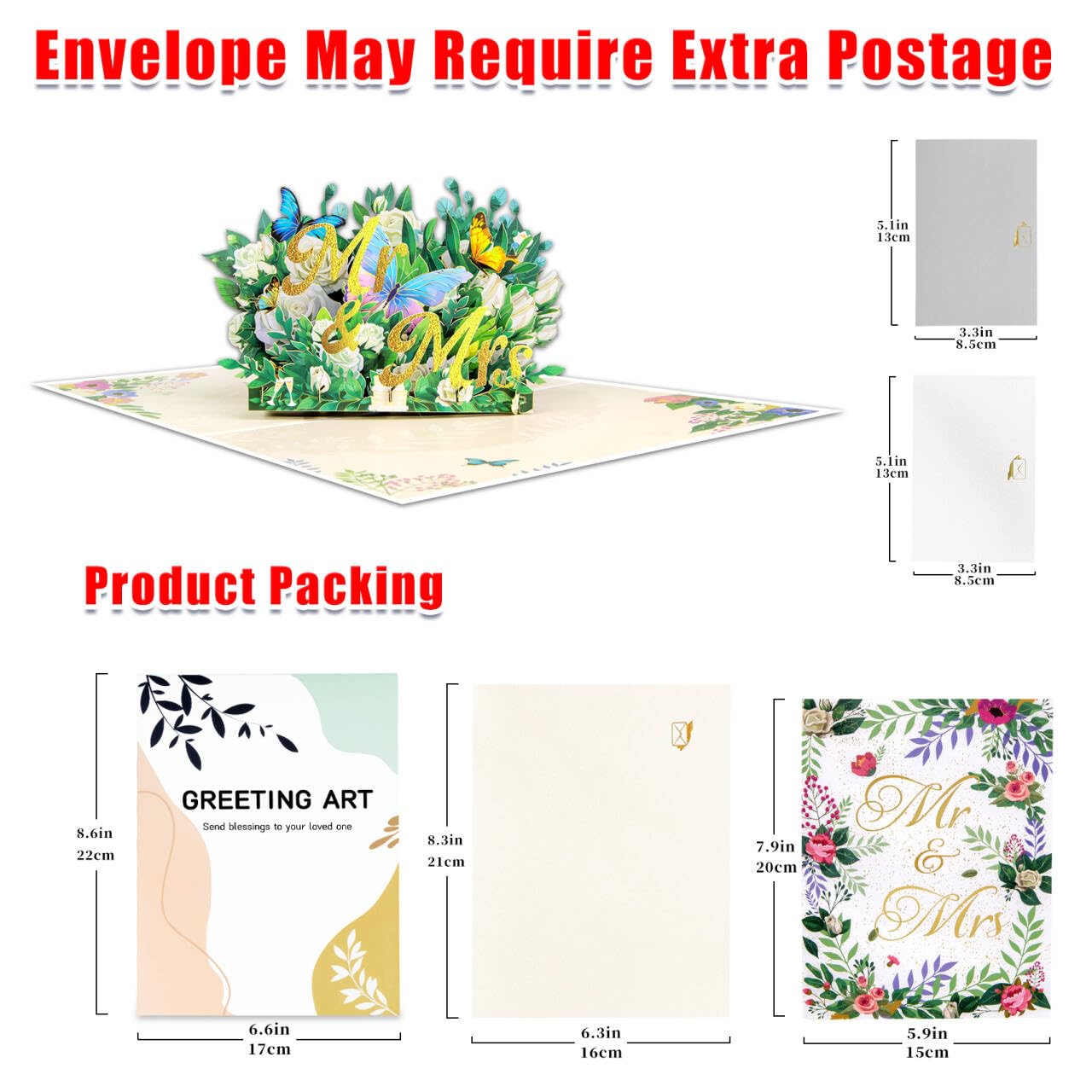 GREETING ART Pop Up Wedding Card, Mr and Mrs Wedding Card, Bridal Shower Card, Engagement Card, Mr & Mrs Card - Image 2