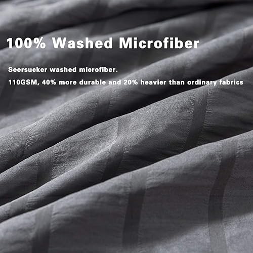 Miniatura 3 de AveLom - Juego de funda de edredón de 3 piezas, 1 funda de edredón y 2 fundas de almohada, microfibra milrayas, con cremallera y lazos en esquinas,