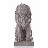 Hi-Line Gift Ltd. Sitting Lion Outdoor Garden Statue – 21.5” – Gray