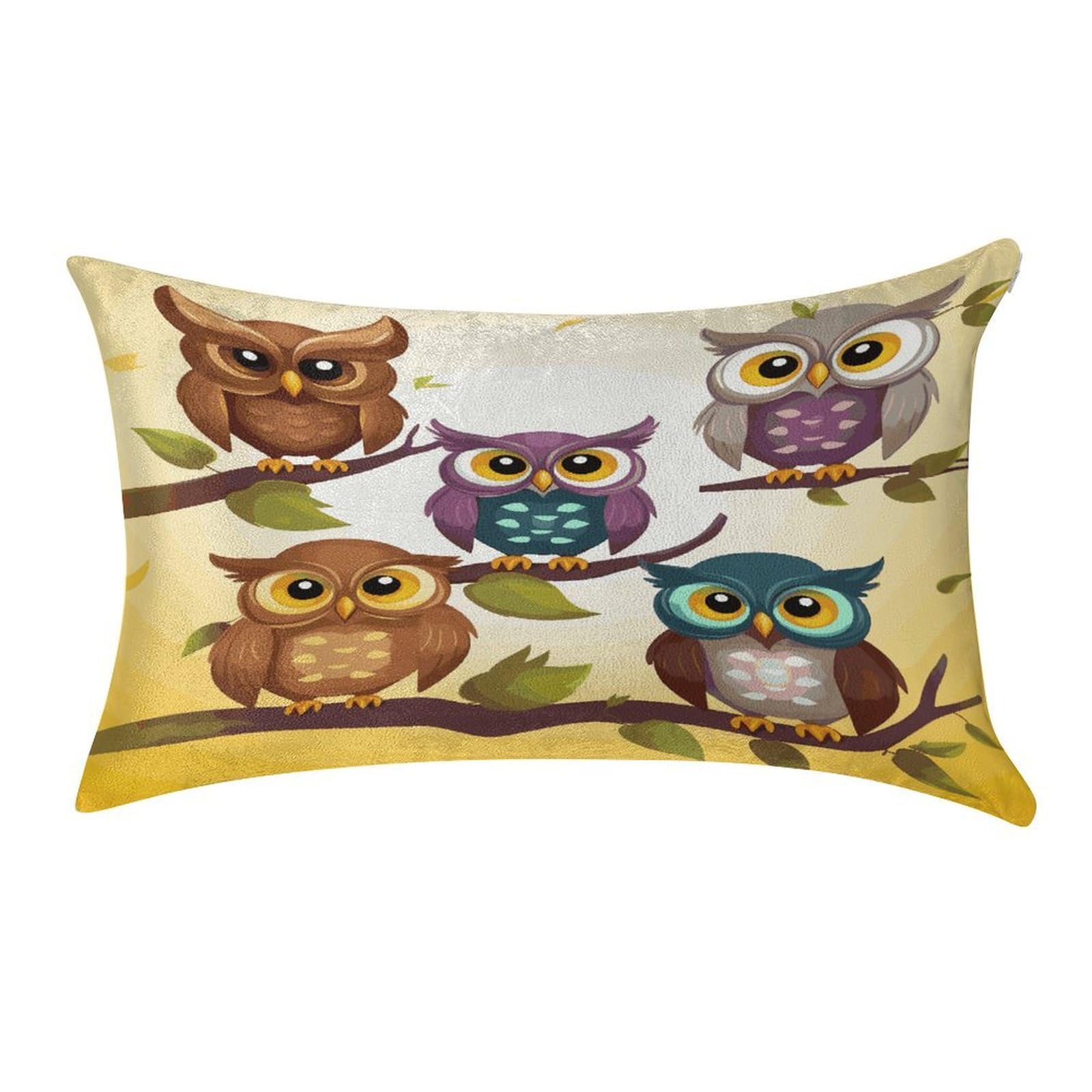 FekiLoot Owls Birds Pillow Cover Modern Lumbar Pillow Covers Easy Care Velvet Pillowcase Super Soft Cushion Case Rectangular Throw Pillow Cover for Couch Sofa Bedroom Car Decor