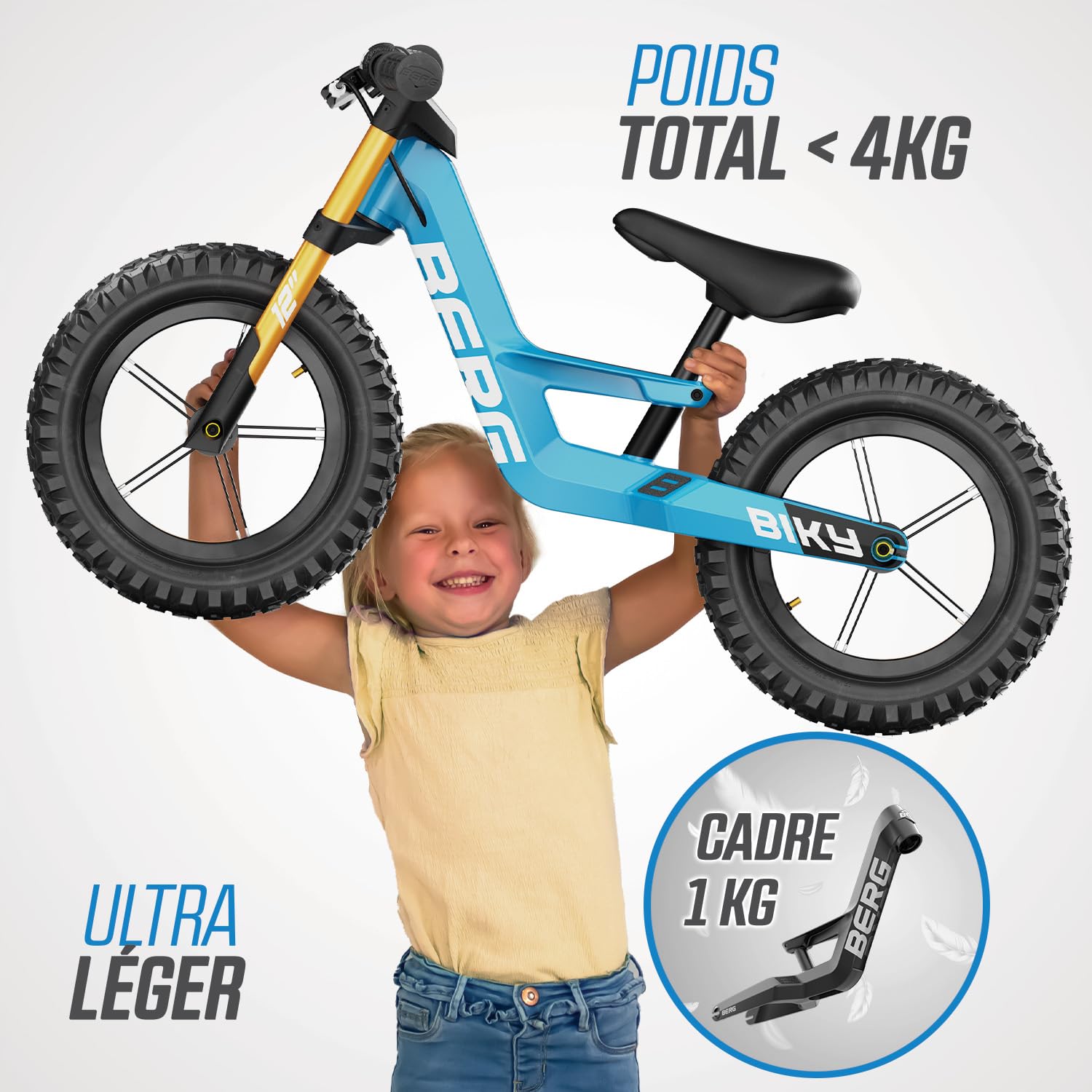 BERG Draisienne Biky | 2,5-5 ans, 12 pouces, avec frein à main, cadre léger en magnésium, pneus gonflables