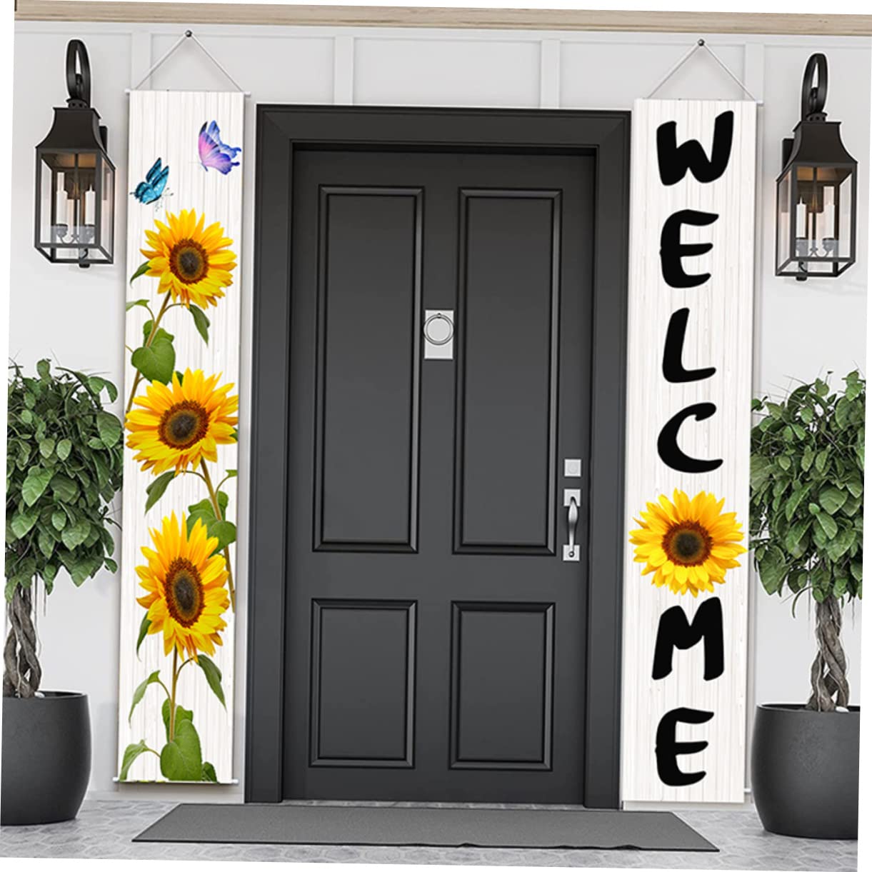 Amosfun 5 Paare Willkommensbanner Veranda Zeichen Jahreszeit Frühling Saisonales Willkommensschild Dekoration Türkränze Im Freien Flaggen Herbstdeko Für Zu Hause Sommer Draußen Polyester