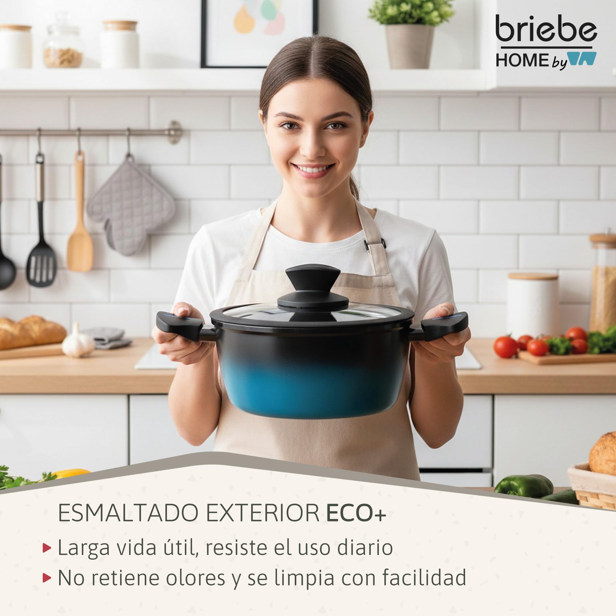 briebe MARE Batería Cocina Inducción, Acero Forjado 9 Piezas, Antiadherente Libre PFOA, Juego 3 Ollas Y 3 Sartenes Profesionales, Alta Resistencia, Apta Para Todo Tipo de Fuegos, Fabricada en España