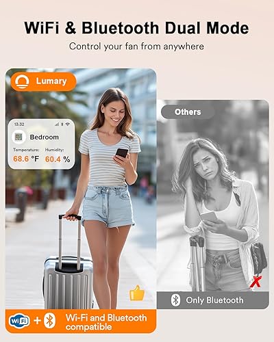 Miniatura 5 de Lumary Termómetro inteligente higrómetro, WiFi y Bluetooth sensor de humedad de temperatura interior con alerta de aplicación, pantalla LED,