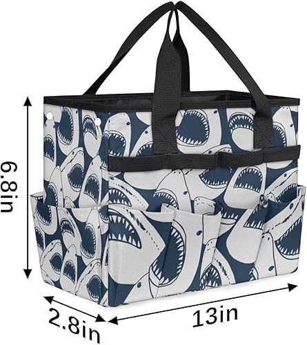 Miniatura 3 de Cartoon Shark Garden Tool Tote Bag for Women Men Gardening Tool Storage Bags with 10 Pockets Standable Garden Home Tool Kits Organizer for Indoor