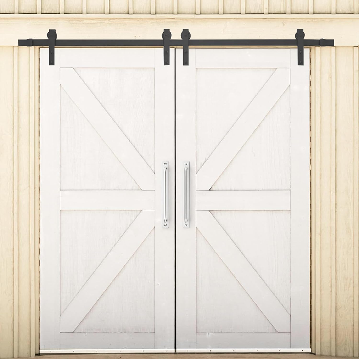 Barn Door Handles 8 Pack Silver Door Handles Sliding Door Handle 8.8" Hole Center Screen Door Handles Cabinet Handles Door Pull Handle Zinc Alloy for Sliding Closet Door Handle