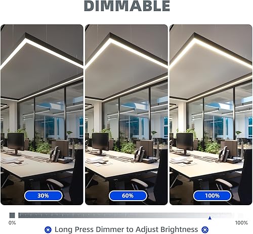 Miniatura 5 de Barrina Juego de luces LED lineales rectangulares de 9 pies x 5 pies con control remoto, conexión sin costuras de 45 W, cambio de color de 3000 K a