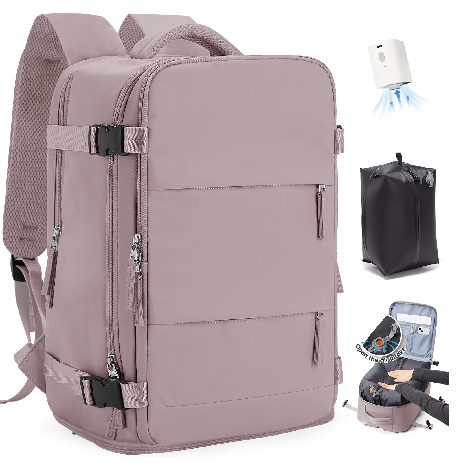 SZLX Zaino Ryanair 40x30x20 Sottovuoto con Pompa Zaino Ryanair 40x20x25 Donna Zaino da Viaggio Wizzair Bagaglio a Mano Uomo per Laptop da 14 Pollici Borse da Cabina 45x36x20 Easyjet con Porta Scarpe