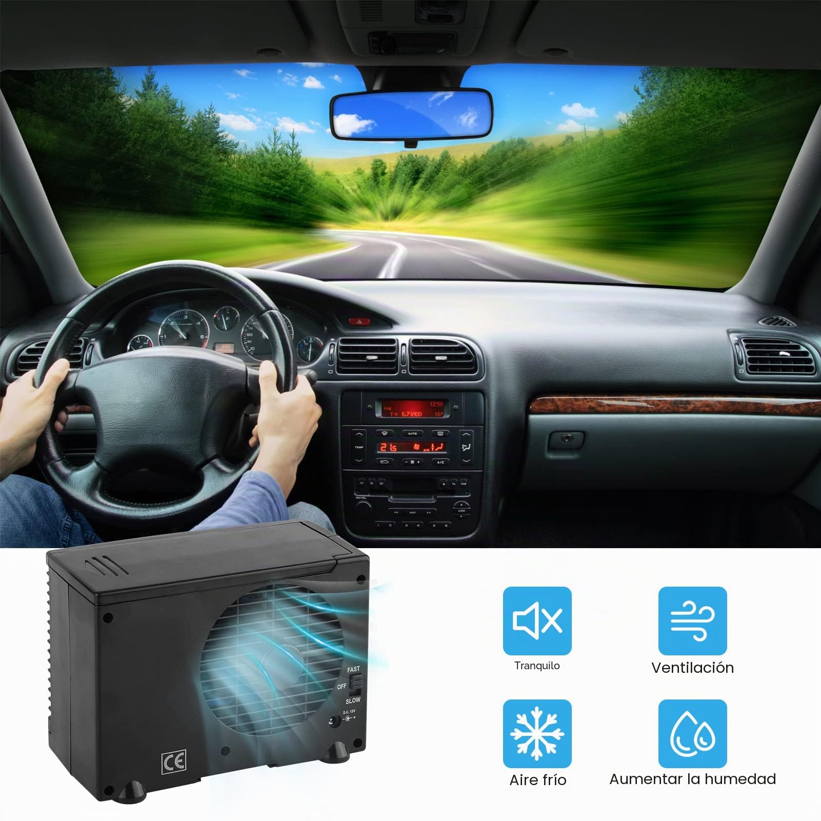 Ejoyous Mini Aire Acondicionado portátil para Coche y camión, 12 V, Enfriador de Agua evaporativo, Ventilador portátil