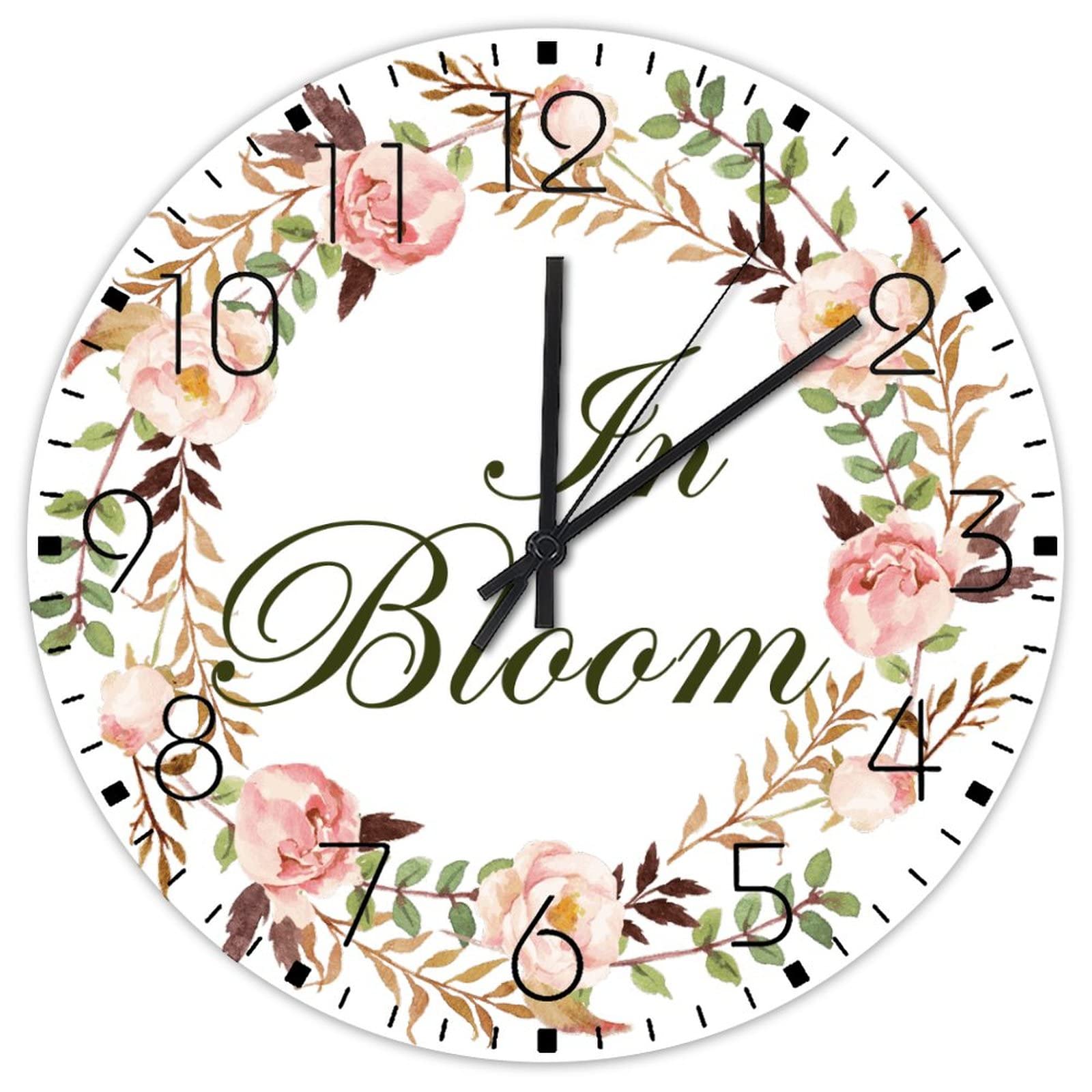Horloge murale de 38cm en bois rustique silencieuse pour salon
