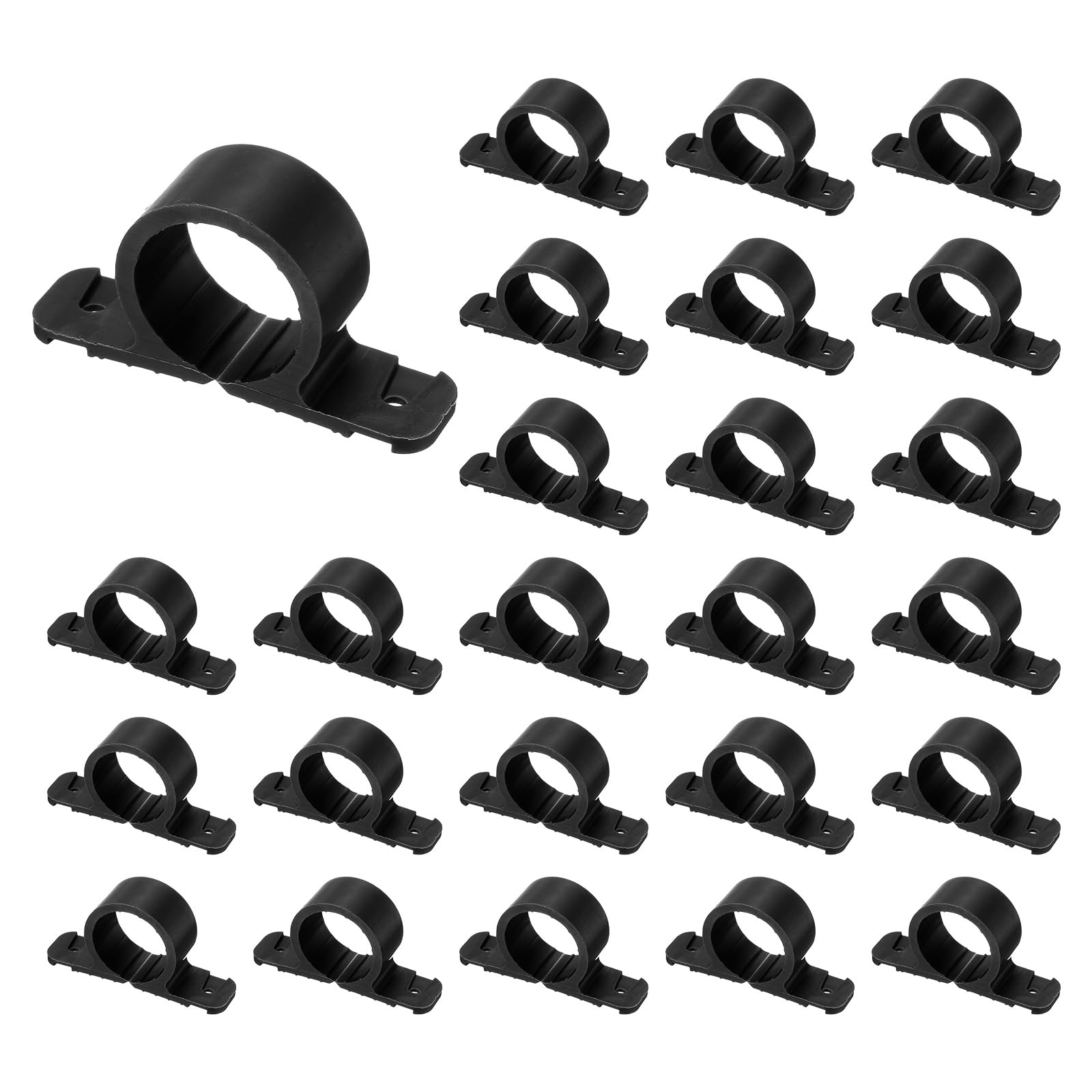 sourcing map 25pcs Suspension-Pipe Clamps 1" PP Pipe Clamps for Pex Copper CPVC Tubing Support, Black