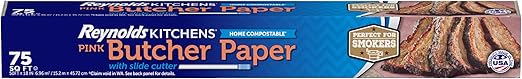 Reynolds Kitchens Butcher Paper for Smoking Meat with Slide Cutter, Pink, 75 Square Feet