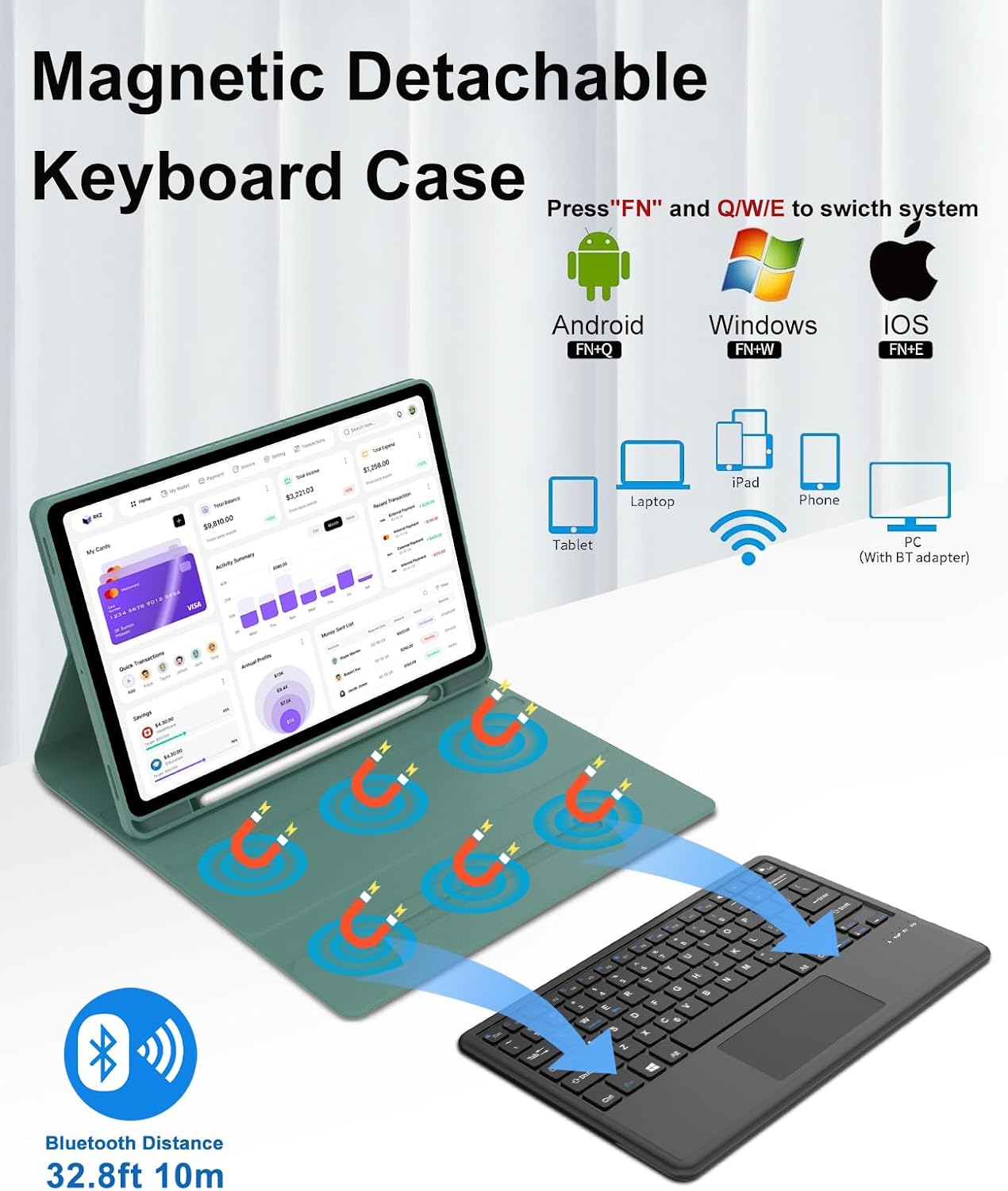 Touch Keyboard Case for Samsung Galaxy Tab S11 Ultra 14.6 inch 2025, Galaxy Tablet S11 Ultra Case with S Pen Holder, Magnetic Detachable Smart Tablet Keyboard Cover with Touchpad, Auto Sleep/Wake image 2