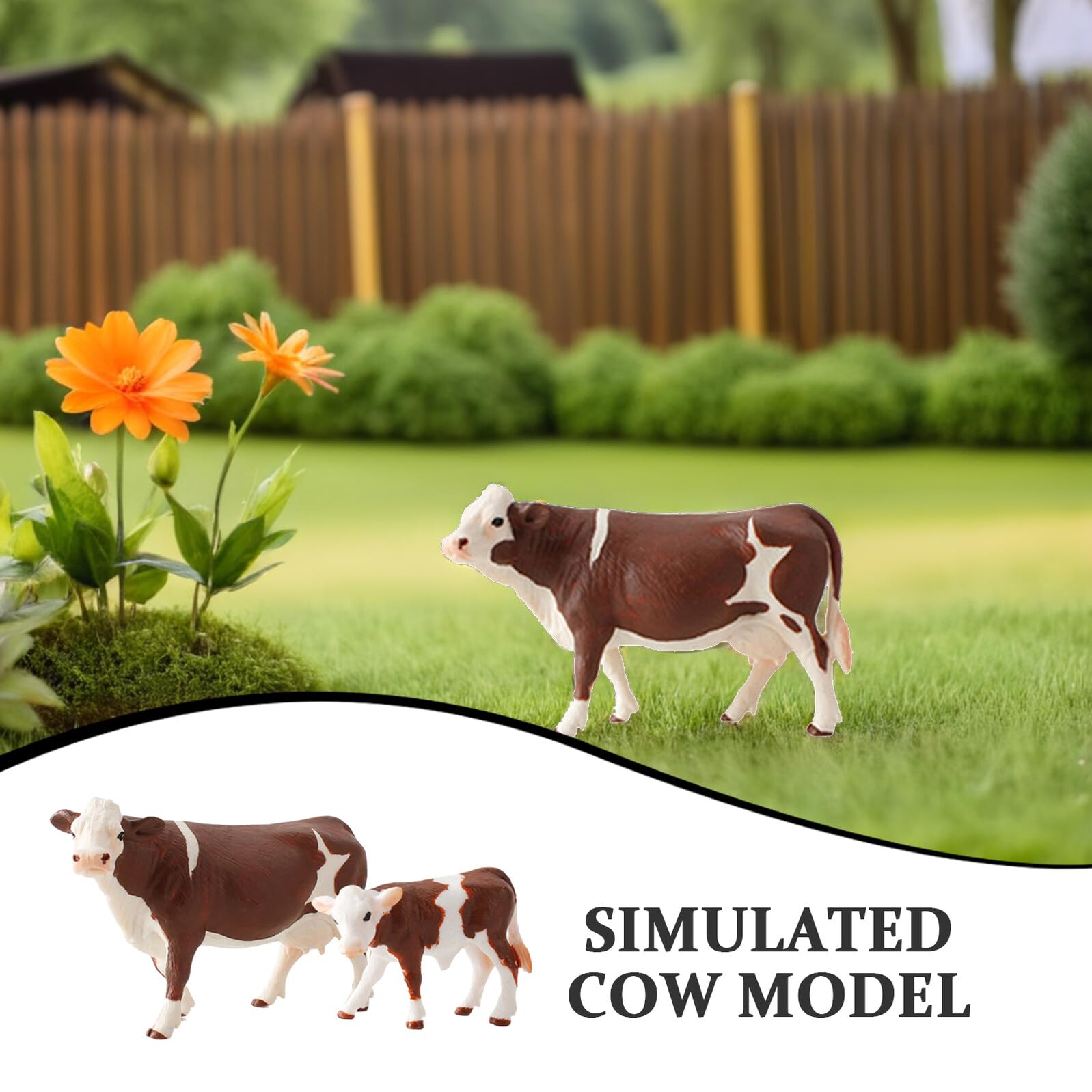 Juguete de Vaca Simulación Animales de Granja 4 Piezas PVC Blanco | Juguete Educativo para Niños, Modelo de Animales de Granja, Decoracion Colegio