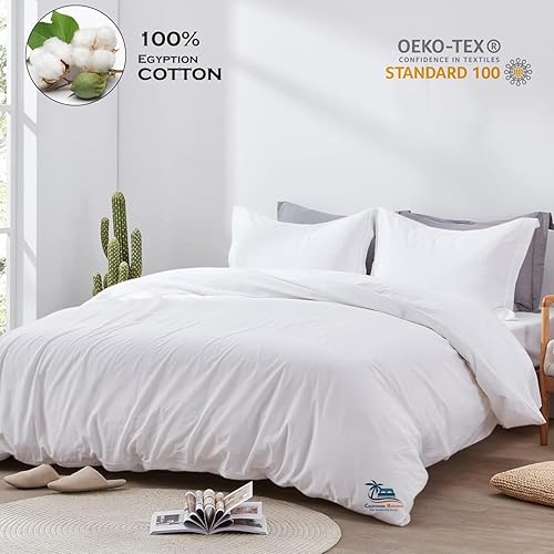 Miniatura 2 de Hotel Luxury - Juego de funda de edredón de 3 piezas de algodón egipcio de fibra larga de 800 hilos, tamaño King de Alaska, tamaño 132 x 120, cierre