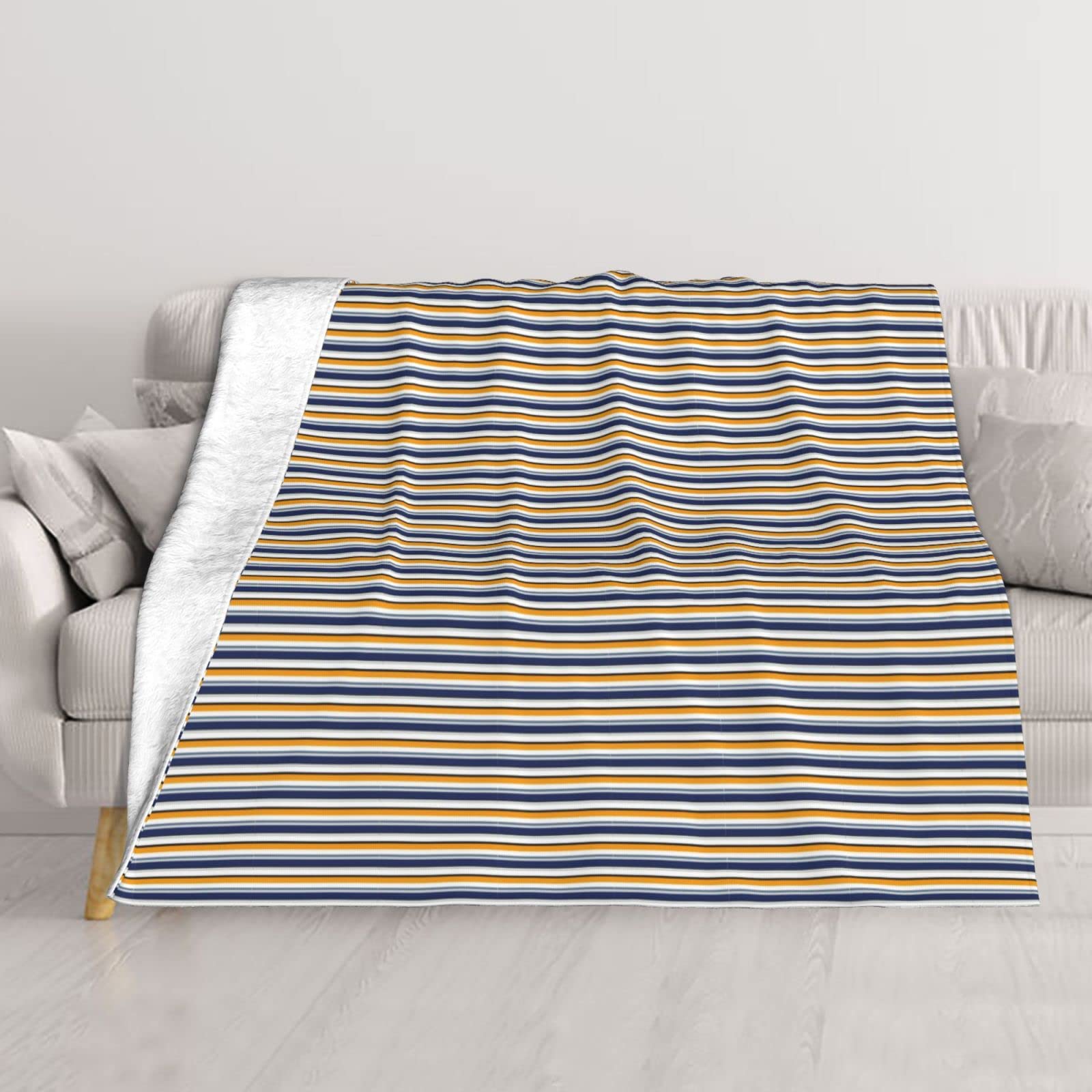 Couverture en peluche à rayures 152x203 cm pour lit et canapé