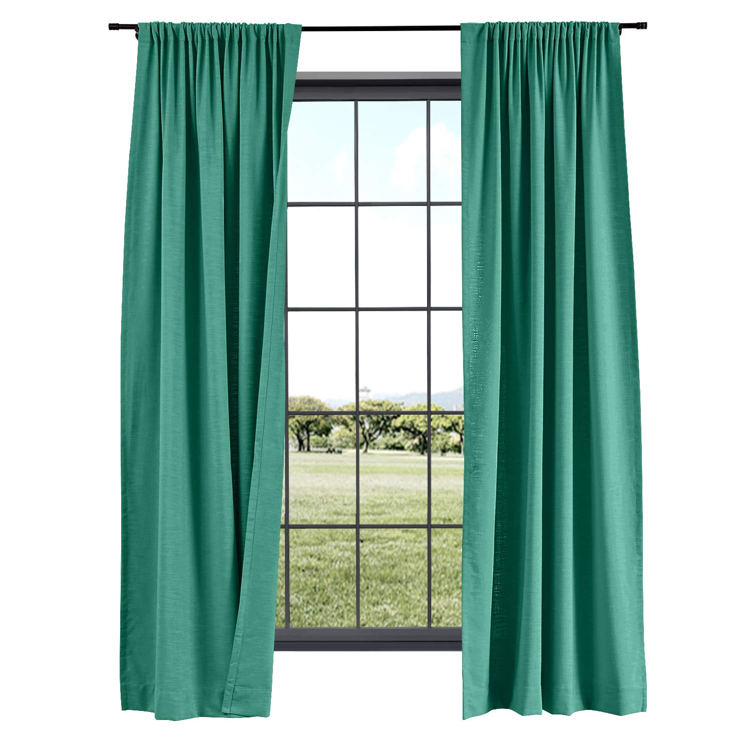 Rod ket ains do sypialni, 100 szer. x 96 l, mieszanka bawełny i lnu, zasłony zaciemniające do pokoju, tkanina teksturowana, idealna do salonu, design Greenlake, 1 panel