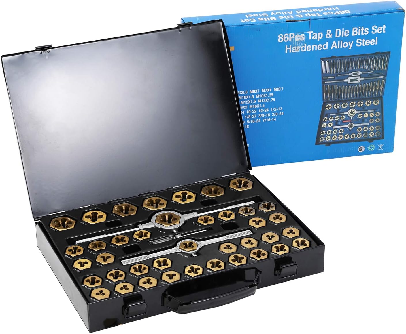 Rеvіеw Prоduсt 86 Piece Metric and SAE Standard Tap and Die Bearing Steel Tools Set, Titanium Coated with Metal Carrying Case Amazing Tour 50% оƒƒ Dіѕсоunt 86 Piece Metric and SAE Standard Tap and Die Bearing Steel Tools Set, Titanium Coated with Metal Carrying Case Amazing Tour