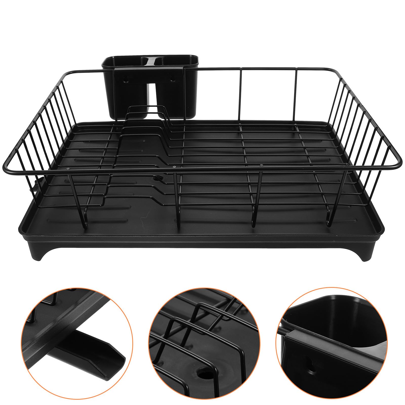 PATKAW Escurridor Drenaje Automático de Gran Capacidad Soporte Platos de Negro para y para Mantener Seca y Organizada Cubiertos en Encimera Cocina