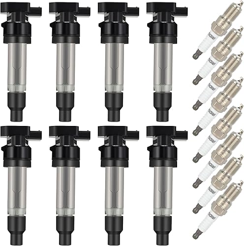 Aintier Bobinas de bobina de encendido y bujías de iridio UF564 para Cadillac para Buick Deville SRX STS XLR Lucerne 4.6L