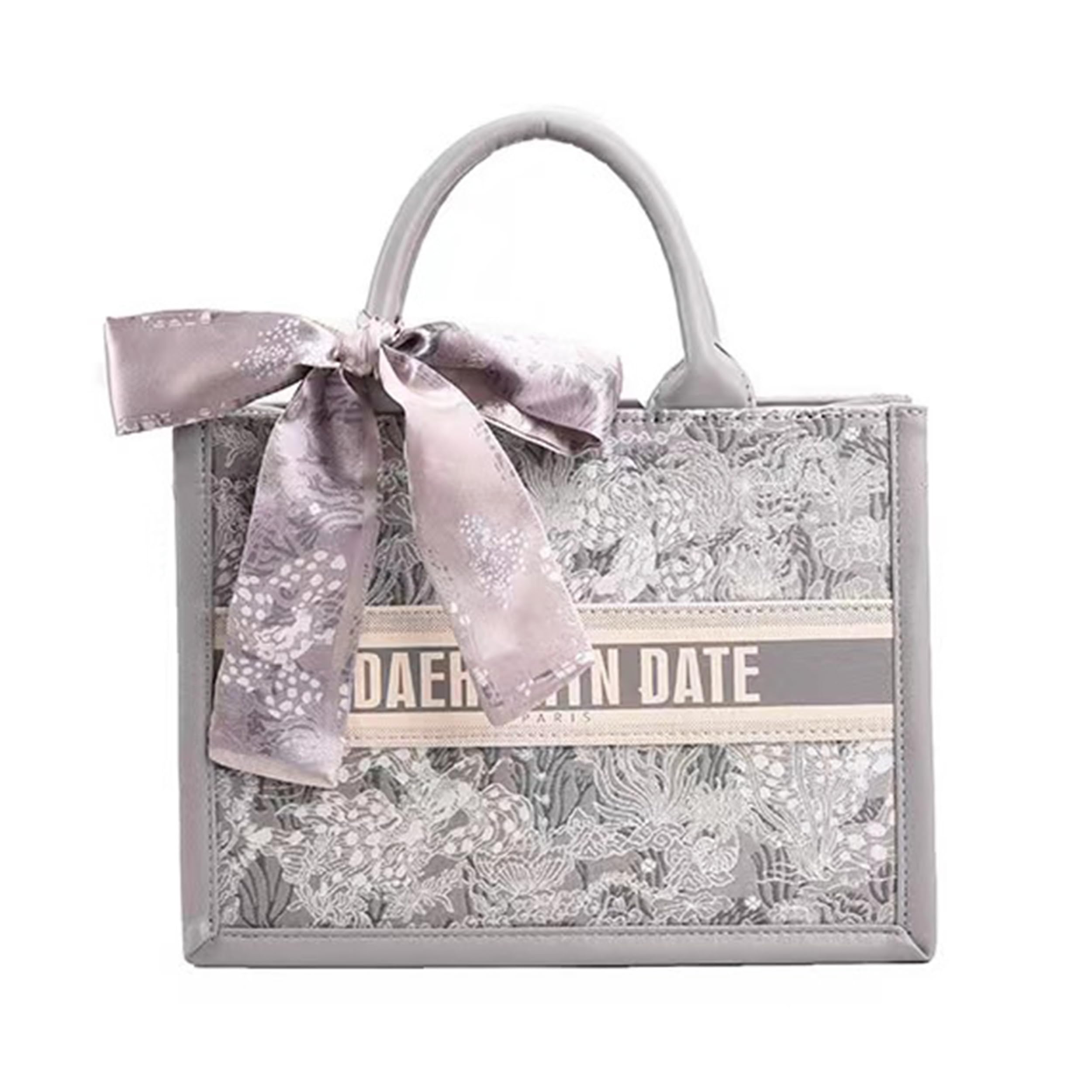 Yindella Floral Embroidery Printed Handbag PU Leather Fashion Texture Tote Bag Hand Bag Versatile Ladies Purse Handbags with Zip Pockets (Big, Grey) (B0D6C575S1) Amazon Price History, Amazon Price Tracker