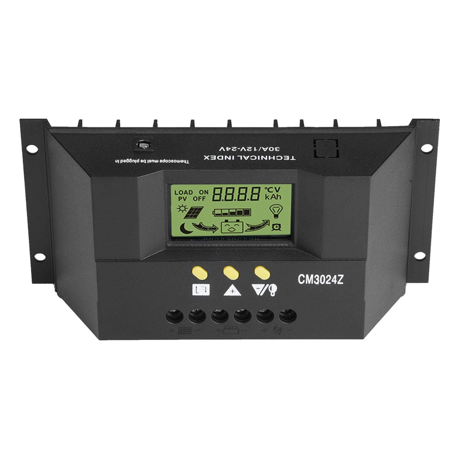 Dual-USB-Solarladeregler, PWM Intelligenter Solarpanel-Laderegler Regler LCD-Display 12V 24V 30A zum Anschließen von Batterie, Solarpanel und DC-Last