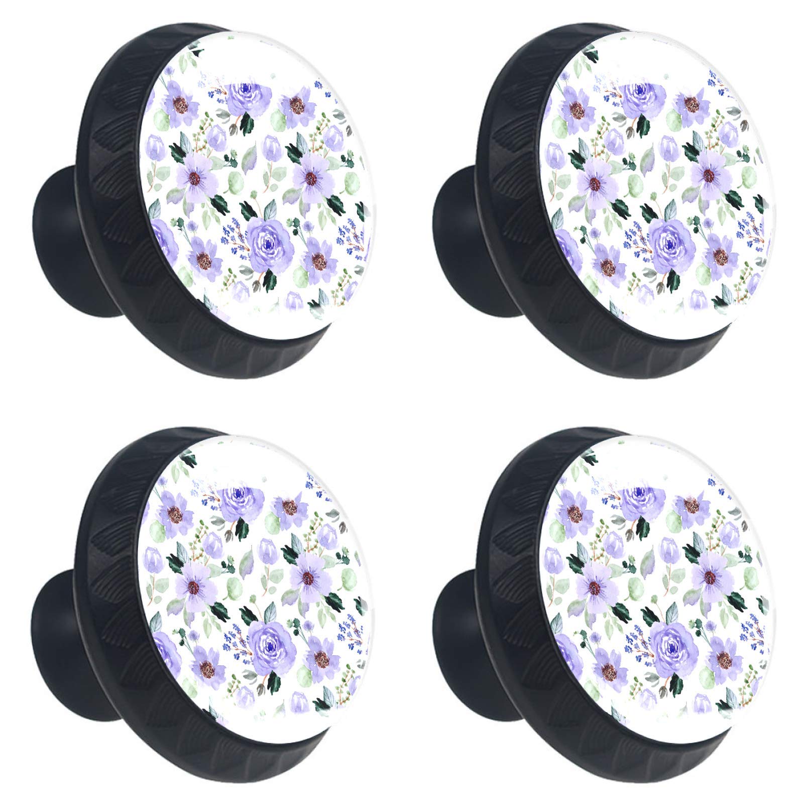 Boutons de tiroir en verre floral poignée meuble multicolore