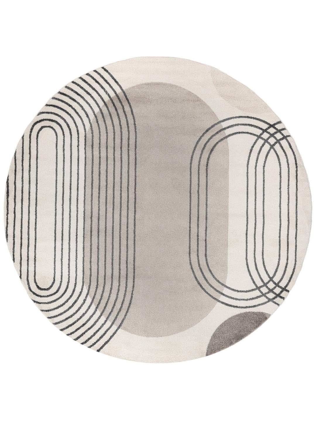RugVista Amphi Teppich, Ø 240 cm, Grau/Taupe | Moderne, Rund, Niedriger Stapel, Nur chemische Reinigung, Oeko-Tex 100