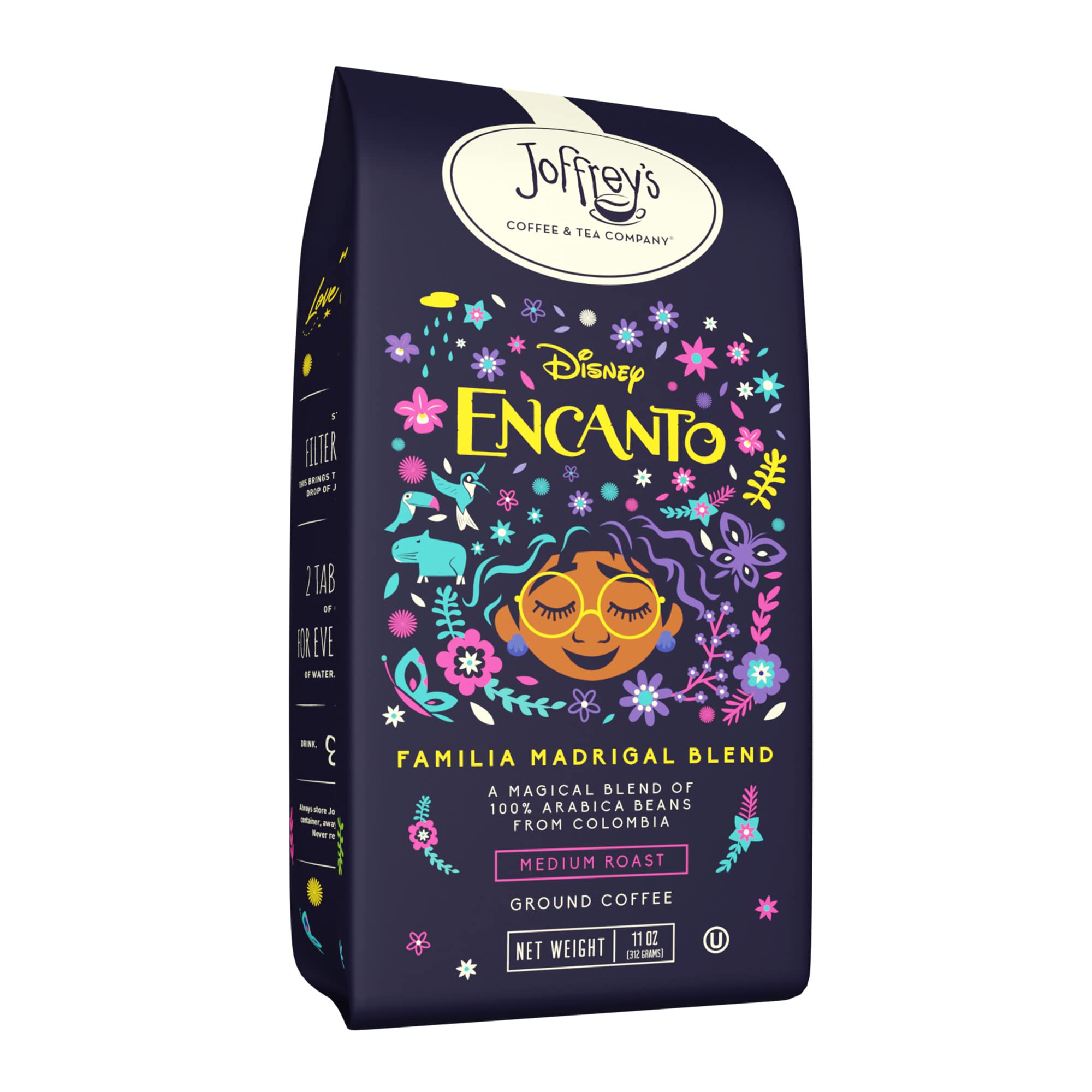 Joffrey's Coffee - Disney Encanto Familia Madrigal Blend | Artisan Medium Roast Coffee, 100% Arabica Beans, Brew or French Press (Ground, 11 oz)