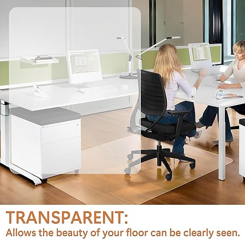 Miniatura 4 de Tapete para silla de oficina extra grande para suelo de madera dura, 46 x 60 pulgadas, tapete transparente para sillas de oficina en madera dura,