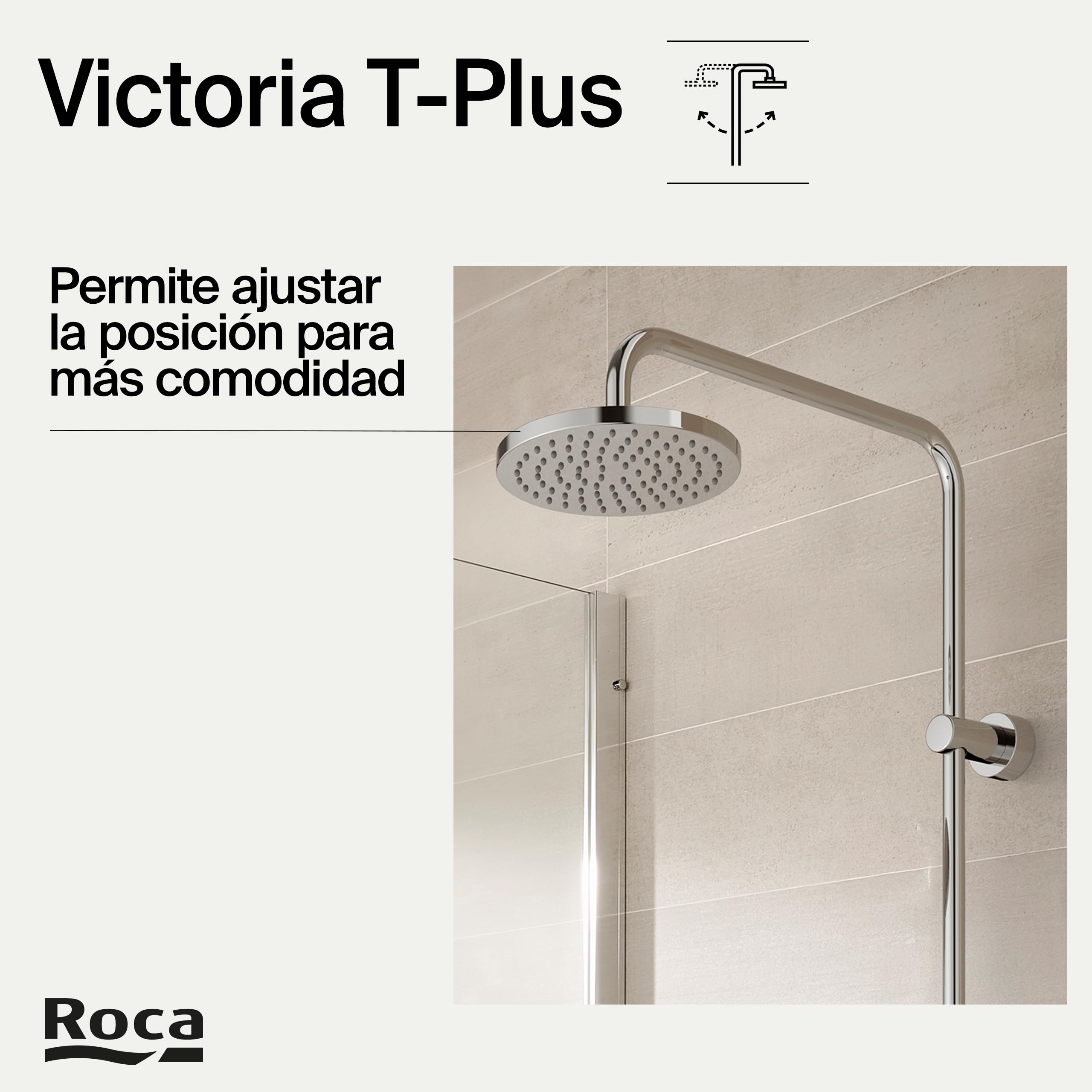 Roca,Victoria (col),PLUS - Columna de ducha termostática con altura regulable,,385mm x 73mm x 835mm,A5A2F18C00