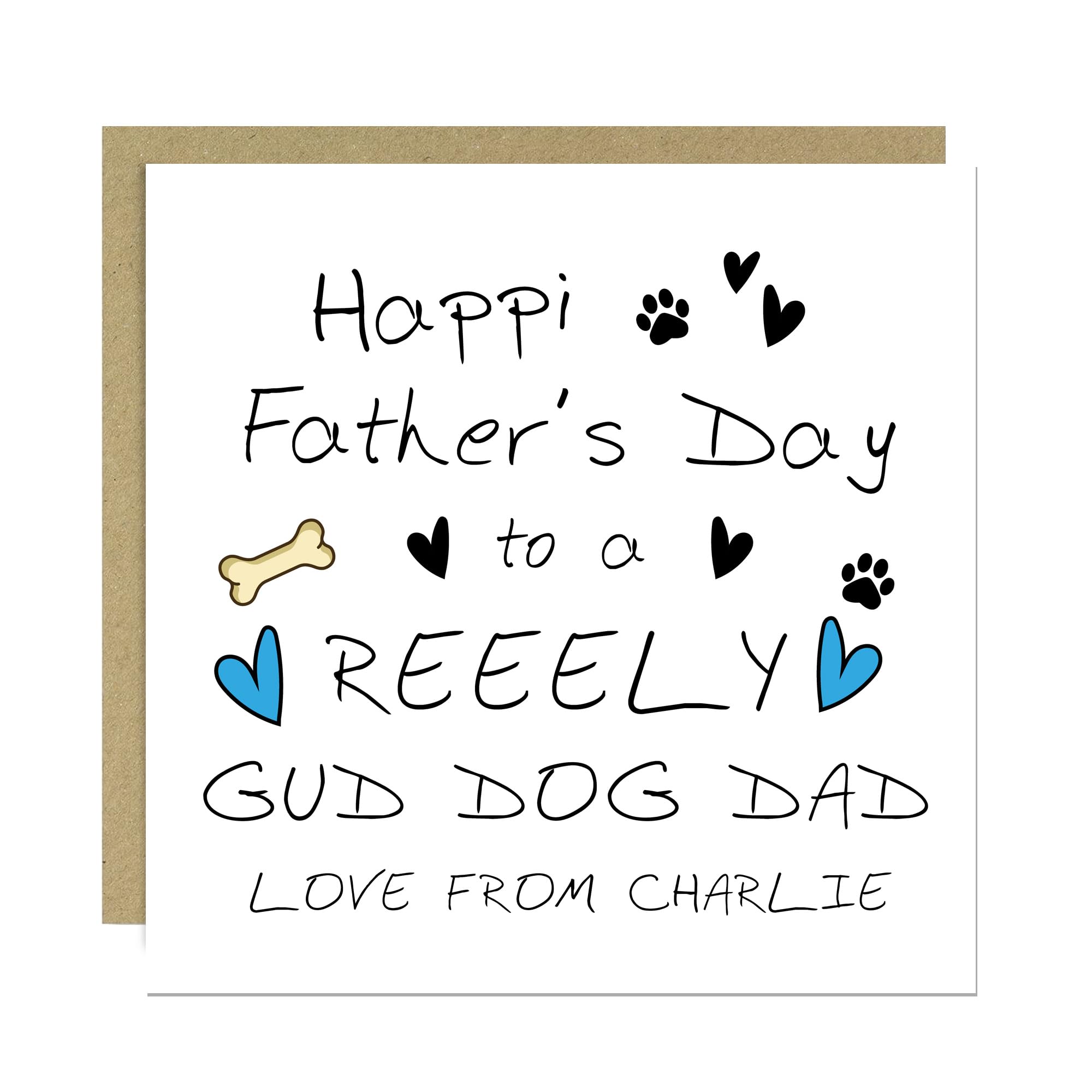 RED OCEAN Personalised Funny Card For Fathers Day From The Dog Fathers Day Card With Envelope Included Dog Dad From Puppy Funny Cards