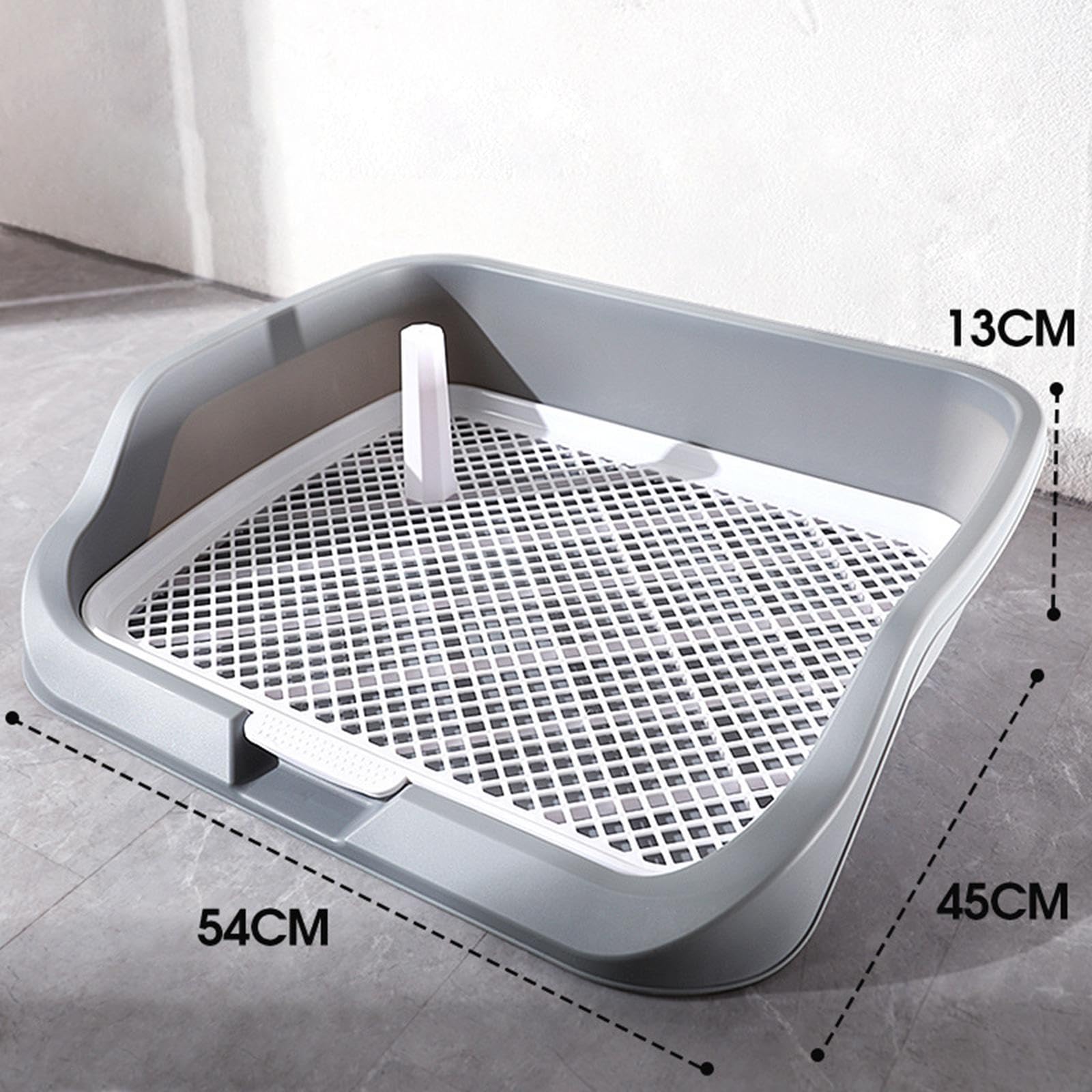 Plateau d'apprentissage de La Propreté pour Chiots, Support pour Tapis d'apprentissage avec Grille Facile à Nettoyer et Barrière de Protection, Grise