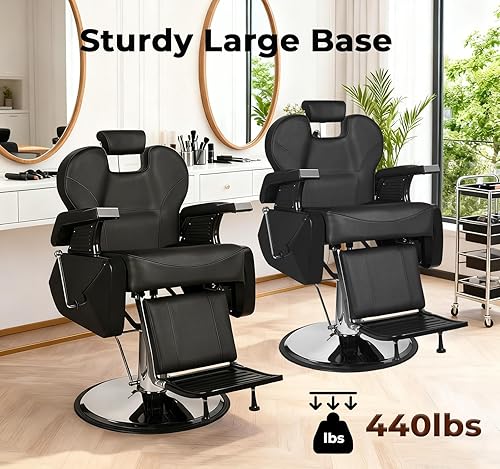 Miniatura 6 de Silla de peluquería para peluquería, silla de peluquería reclinable hidráulica resistente con reposacabezas y reposapiés ajustables, silla de