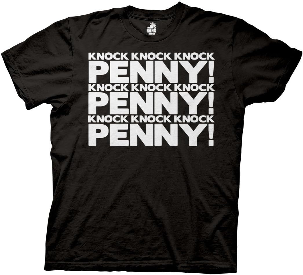 The Big Bang Theory Knock Knock Penny Black Adult T-Shirt Tee (Medium)