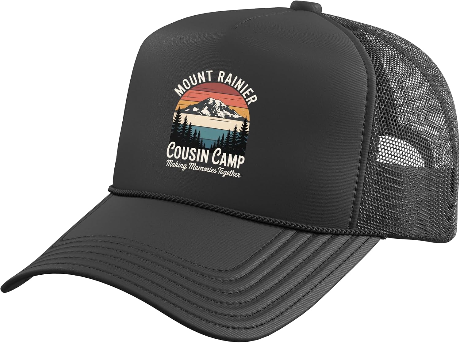 Mount Rainier Cousin Vacation Design for Cousin Camp Trucker Hat with Adjustable Mesh Back